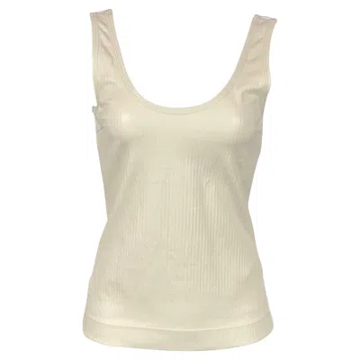 Pre-owned Givenchy Size Xs Cream Leather Lamb Panel Ribbed Open-back Sleeveless Top In White