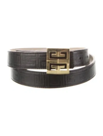 Pre-owned Givenchy Skinny Embossed Leather Belt Kit In Black
