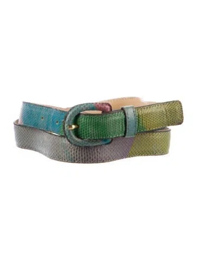 Pre-owned Givenchy Skinny Embossed Leather Waist Belt In Multi