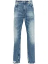 Givenchy Washed Denim Tapered Leg Jeans With Contrast Stitching In Blue