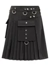 Givenchy Jupe Kilt En Laine Et Mohair In Black
