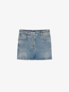 Givenchy Mini Skirt In Denim With Chain Details In Medium Blue
