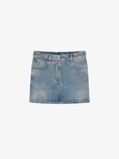 GIVENCHY MINI SKIRT IN DENIM WITH CHAIN DETAILS