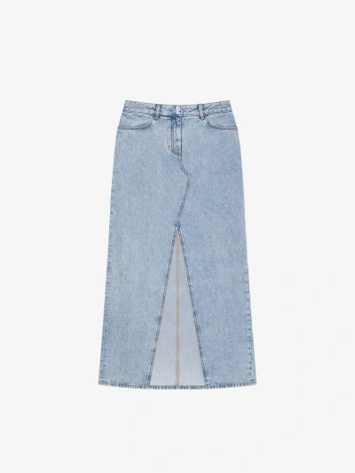 Givenchy Skirt In Denim With Slit In Light Blue