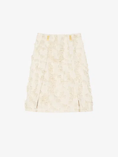 Givenchy Skirt In Floral Cut Thread Fabric In Off White