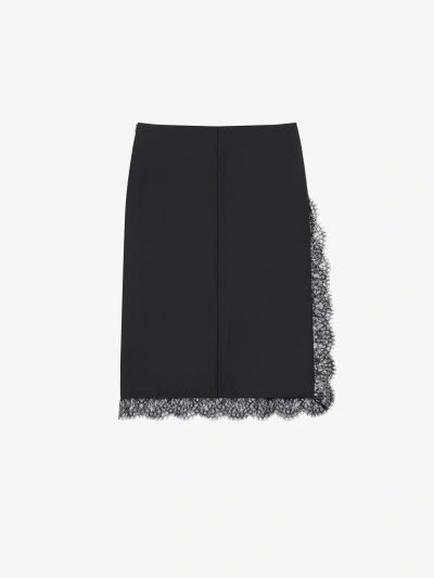 Givenchy Skirt In Wool And Mohair With Lace In Black