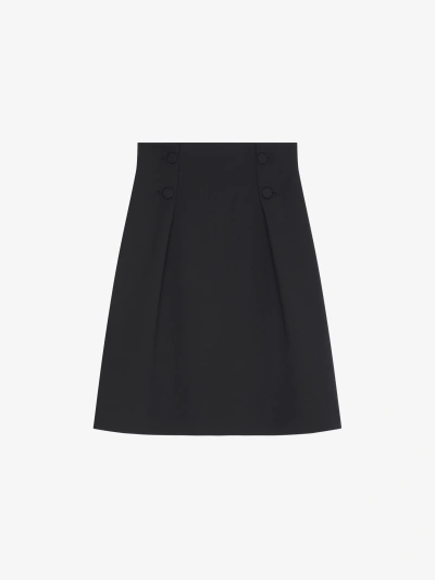 Givenchy Women's Skirt With Buttons In Tricotine Wool In Black