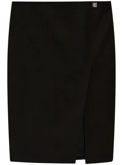 Givenchy Logo-button Wrap Skirt In Black  