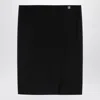 Givenchy Black Wool Skirt With Metal Button 4g In Black