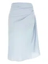 Givenchy Draped Silk Skirt Midi Length Subtle Pattern In Bleu Pale