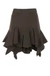 Givenchy Viscose Skirt With Elastic Waist And Ruffle Detail In Brown