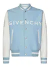 GIVENCHY SKY BLUE BRUSHED WOOL BLEND BOMBER JACKET WI