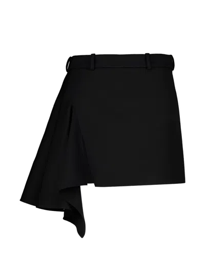 Givenchy Slashed Asymmetric Ruffled Mini Skirt In Black