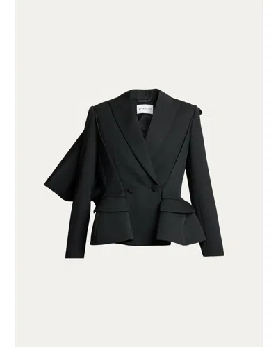 Givenchy Slashed Bow Peplum Blazer Jacket In Black