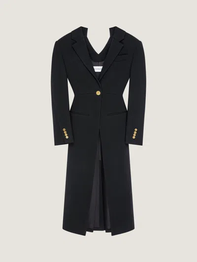 Givenchy Slashed Coat In Wool In Black