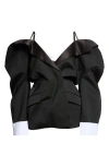 Givenchy Slashed Cold Shoulder Wool Jacket In Black
