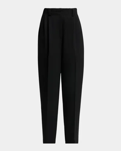 GIVENCHY SLASHED DOUBLE-PLEATED TAPERED-LEG TROUSERS