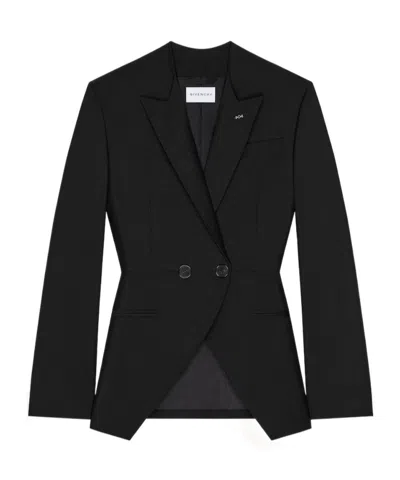 Givenchy Slashed Double-breasted Jacket In Wool And Mohair In Black