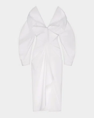 Givenchy Slashed Draped Cotton Poplin Maxi Shirtdress In White