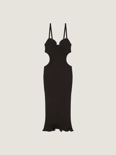 Givenchy Slashed Dress In Rib In Black