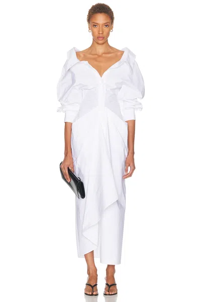 Givenchy Slashed Long Shirt Dress In White