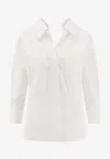Givenchy Womens White Slashed Open-collar Cotton Shirt In White
