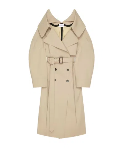 Givenchy Slashed Long Trench In Cotton In Neutral