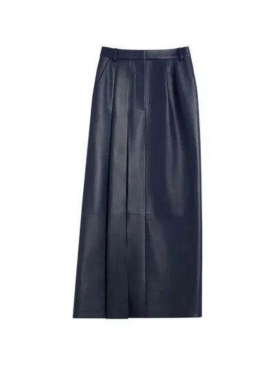 Givenchy Nappa Lambskin Pleated Midi Skirt In Blue