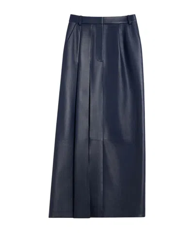 Givenchy Slashed Midi Skirt In Leather In Blue