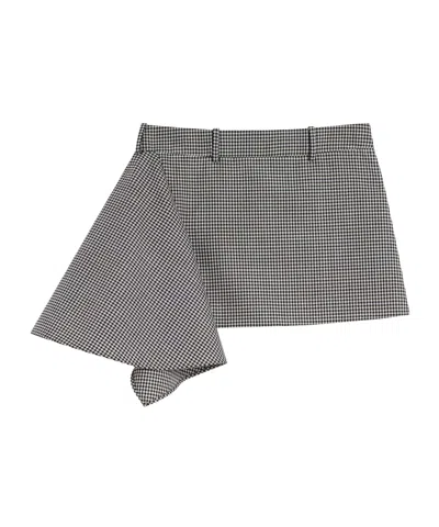 Givenchy Slashed Mini Skirt In Houndstooth Wool And Mohair In Brown