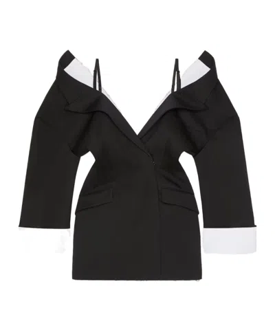 Givenchy Slashed Mini Tailored Dress In Wool In Black