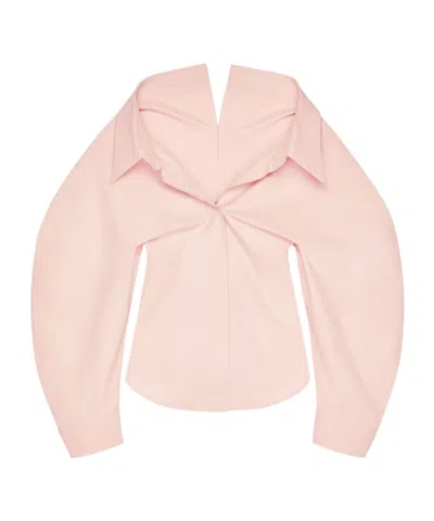 Givenchy Slashed Puff-sleeve Shirt In Pink