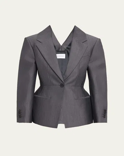 Givenchy Slashed Wool Single-breasted Jacket In Gray