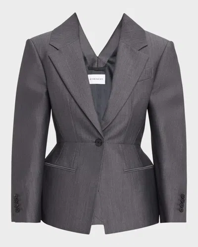 GIVENCHY SLASHED WOOL SINGLE-BREASTED JACKET