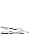 Givenchy Voyou Pointed Toe Slingback Flat In Silver