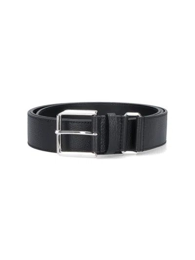 Givenchy Sleek Calf Leather Belt With Brass Hardware In Black