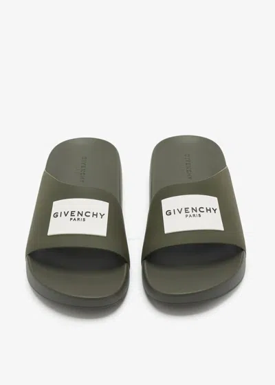Givenchy Sleek Fashion Sandals With Logo Details In Green