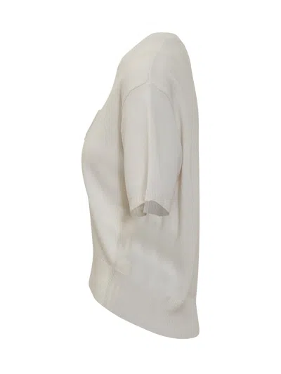 Givenchy Sleeve Cut Sweater In Whitebeige