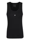 Givenchy Sleeveless Black Stretch Top With Silver Logo Detail In Black