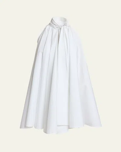 Givenchy Sleeveless Bow-neck Pleated Poplin Mini Dress In Black