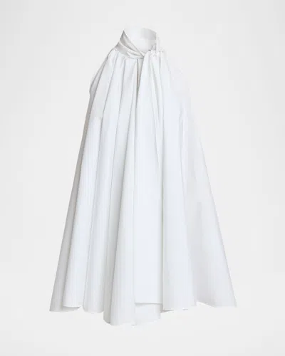 Givenchy Sleeveless Bow-neck Pleated Poplin Mini Dress In White
