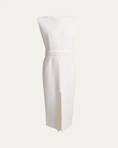Givenchy Sleeveless Crepe Midi Cape Dress In White