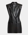 Givenchy Sleeveless Double-breasted Leather Jacket In Black