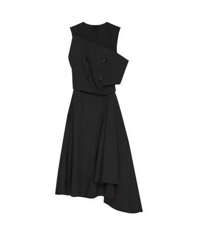 GIVENCHY ASYMMETRIC DRESS IN WOOL AND MOHAIR WITH PLASTON