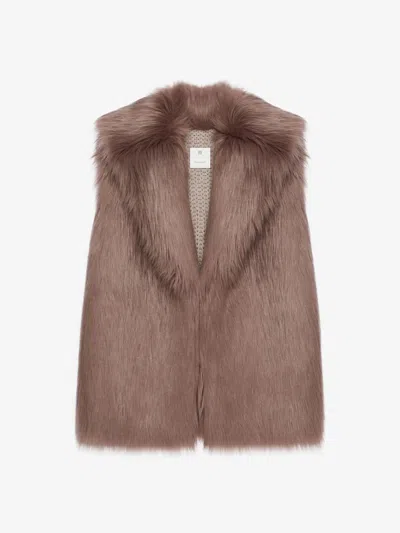 Givenchy Sleeveless Jacket In Faux Fur And Knit In Multicolor