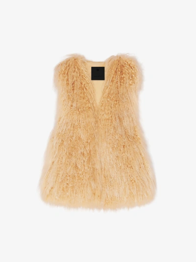 Givenchy Sleeveless Jacket In Fur In Desert