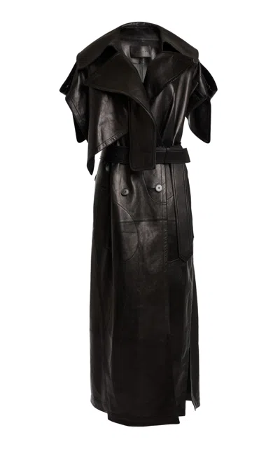 Givenchy Sleeveless Leather Trench Coat In Black
