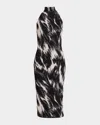 Givenchy Halterneck Dress In Animal Jacquard Viscose In Black