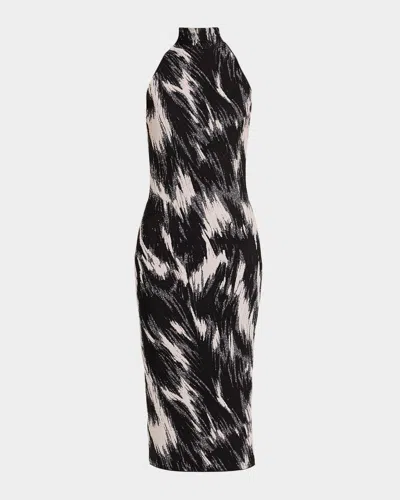 Givenchy Halterneck Dress In Animal Jacquard Viscose In Black
