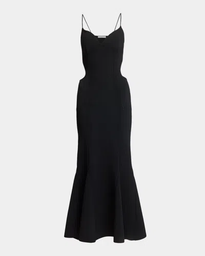 Givenchy Sleeveless Pointelle Knit Waist-cutout Midi Dress In Black